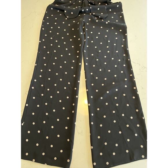Ann Taylor Black With Tan Polka Dots Racer Back Jumpsuit Size 4 - Picture 6 of 8